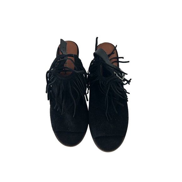 LUCKY BRAND Womens Liennah Black Fringe Heels Size 8 - Picture 2 of 8